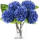 5pcs Hydrangea Artificial Flowers Real Touch 20 inch Lifelike Hydrangea Flower for Home Wedding Office Party Living Room Decoration (Royal Blue)