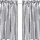 Cackleberry Home Black and White Ticking Stripe Cafe Curtains 28 Inches W x 36 Inches L Woven Cotton, Set of 2
