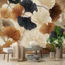 Ginkgo Leaf Removable Self-Adhesive Wallpaper for Bedroom & Living Room Decor 17.7236 Inch,Waterproof Wall Covering for Accent Walls, Apartment, Nursery (Solid color01)