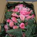 Artificial Cemetery Flower Headstone Flower Saddle Grave Rose Flowers for Cemetery Non-Bleed Colors Windpoof (Pink)