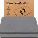 Stone Bath Mat, Diatomaceous Earth Shower Mat, Non-Slip Super Absorbent Quick Drying Bathroom Floor Mat, 2Pack,Grey, Pattern 1