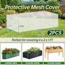 2 Pack Garden Netting Cover for 4 x 2 x 1 FT Raised Beds, Fine Mesh Plant Cover with Drawstring, Raised Bed Bug & Bird Barrier Screen for Vegetables, Herbs and Flowers