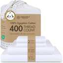 Threadmill Egyptian Cotton Queen Sheet Set | 100% Certified Egyptian Cotton Sheets for Queen Size Bed | Queen Bed Sheets Set with Snug Fit 16" Deep Pocket | Soft Cooling Sateen Bedding Set | White