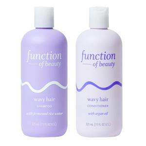 Function of Beauty Wavy Hair Shampoo & Conditioner Set, 11 oz Each - With Fermented Rice Water to Strengthen & Argan Oil to Enhance Glossiness & Natural Shine, Sulfate-Free, Customizable Haircare (11 Fl Oz (Pack of 2))