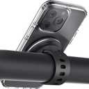 Magnetic Phone Mount, Phone Holder for Bike, Compatible with Magsaf or Normal Case- Sturdy Phone Grip for Gym Exercise, Workout Equipment, Stroller, Cart Handlebar (Black)