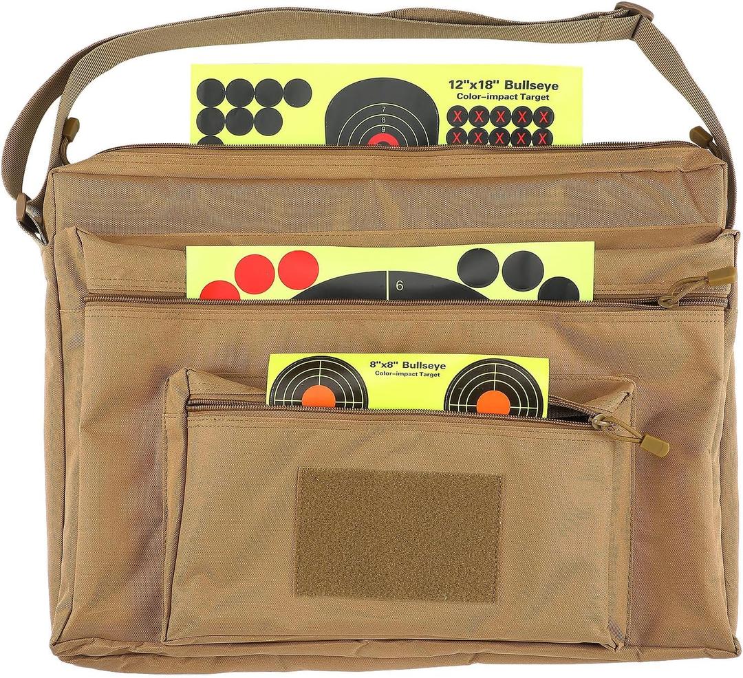 Dansydaisy 20"x15" Range Target Carry Case with 3 Zipper Pockets and Front Hook and Loop Tape for Pouch Shooting Accessory Range Convenient Carrying, Targets Not Included