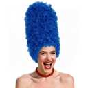 JoneTing Long Dark Blue Beehive Wig +Hair Cap Blued Cosplay Wig for Marge Anime Cosplay Curly Blue Beehive Hair Updo Fancy Costume for Halloween Christmas Party Costume Outfit