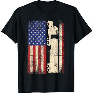 Truck Driver USA American Flag Patriotic Trucker Men T-Shirt, S