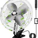 10-Inch Silver Cigarette Lighter Fan, Two-Speed Adjustment, 360-Degree Rotation, Clip-On Design 12 Volt Fan, Perfect for Cars, Trucks, RVs and More (Cord Length 6.56FT)