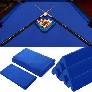Mixweer Billiard Cloth for 8 ft Pool Table Pre Cut Felt with 6 Cloth Strips and 6 Pool Table Rubber Bumpers for Bars, Clubs, Hotels Replacement (Blue)