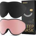MABAO 2 Packs Sleep Mask for Side Sleeper, Eye Mask for Sleeping Women Men, 3D Contoured Cup No Eye Pressure 100% Light Blocking Sleeping Mask with Adjustable Strap Night Blindfold, Nap, Black & Pink