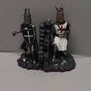 Ebros Black and White Medieval Crusader Knight Bookends Statue 7.5" Tall Set Suit of Armor Swordsman Knights of The Cross Age of Kings Decorative Bookends Sculpture