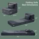 Folding Sofa Bed, 4 in 1 Convertible Sleeper Chair with Pillow, Single Memory Foam Fold Out Chair Bed, Modern Floor Futon Sofa Couch Mattress for Living Room/Guest/Apartment, Dark Grey, Single 76x26x6 in