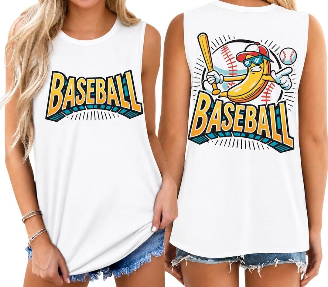 Baseball Mom Shirts for Women:Baseball Graphic Tank Tops Game Day Vest Top (XL)