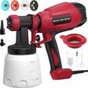 HVLP Paint Sprayer, Electric Spray Paint Gun, 3 Modes & 4 Barss Nozzles, with Cleaning & Blowing Joints, Variable Flow Control, for Doors, Fences, Furniture, Wall, Cabinet, Garden Chairs, etc. (Red)