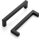 Ravinte 50 Pack Square Cabinets Cupboard Handles Matte Black Drawer Pulls Stainless Steel Kitchen Cabinet Hardware Drawer Handles 5 inch Hole Center