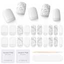 Semi Cured Gel Nail Strips|Works with Any UV/LED Lamps|20 Pcs Gel Nail Stickers|Long-Lasting Two Weeks and Easy to Apply & Remove|White Winter, Pack of 10