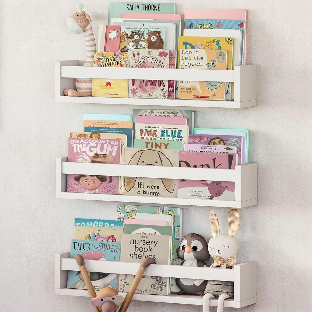 NATURE SUPPLIES- Nursery Shelves- 3 Pack- 24 inches- White (3 Pack-23.1 Inches)
