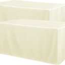 Obstal 2 Pack Table Clothes for 6 Foot Rectangle Tables - Water Resistant Washable Fabric Polyester Rectangle Table Cover Protector for Wedding, Banquet and Trade Shows, 72L x 30W x 30H Inches, Cream
