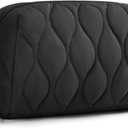 BAGSMART Makeup Bag, Travel Cosmetic Bag, Puffy Padded Make Up Bag for Women, Makeup Organizer Case, Wide-open Pouch Purse, Travel Essentials, Toiletries Accessories Brushes, Black