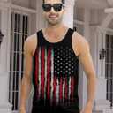 Idgreatim Mens Tank Tops 4th of July American Flag Sleeveless Shirt Patrotic Print Athletic Slim Fit Workout Gym Tees (Black, L)