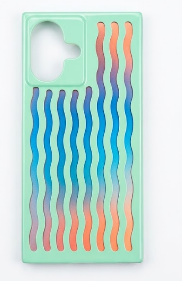 Heaofei Rectangle Case for iPhone 17 Case for Women Girls Boys, with Iridescent Wave Pattern and Cute Candy Color Design, Kawaii Aesthetic Girly Protective Phone Cover, Light Green