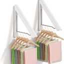 BAKON 2 Pack Clothes Drying Rack Foldable Collapsible, Folding Laundry Rack Wall Mounted Retractable Clothes Hanger for Laundry Room, Indoor & Outdoor Use, Easy Installation, Aluminum (White)