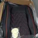 HChengkikz Car Seat Covers Full Set, Breathable and Waterproof Napa Leather Car Seat Cover, Interior Universal Fit for Cars, Sedans, SUVs, Vans, Trucks(Full Seat, Black+Red, N3)