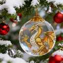 3 x Dragons Christmas Ornaments, Fourth Wing Merch, Wing Dragon Gifts Bookish Decor, 2.75" Glass Fantasy Dragon Ornament for Christmas Tree, Bookshelf & Fantasy Room Decor