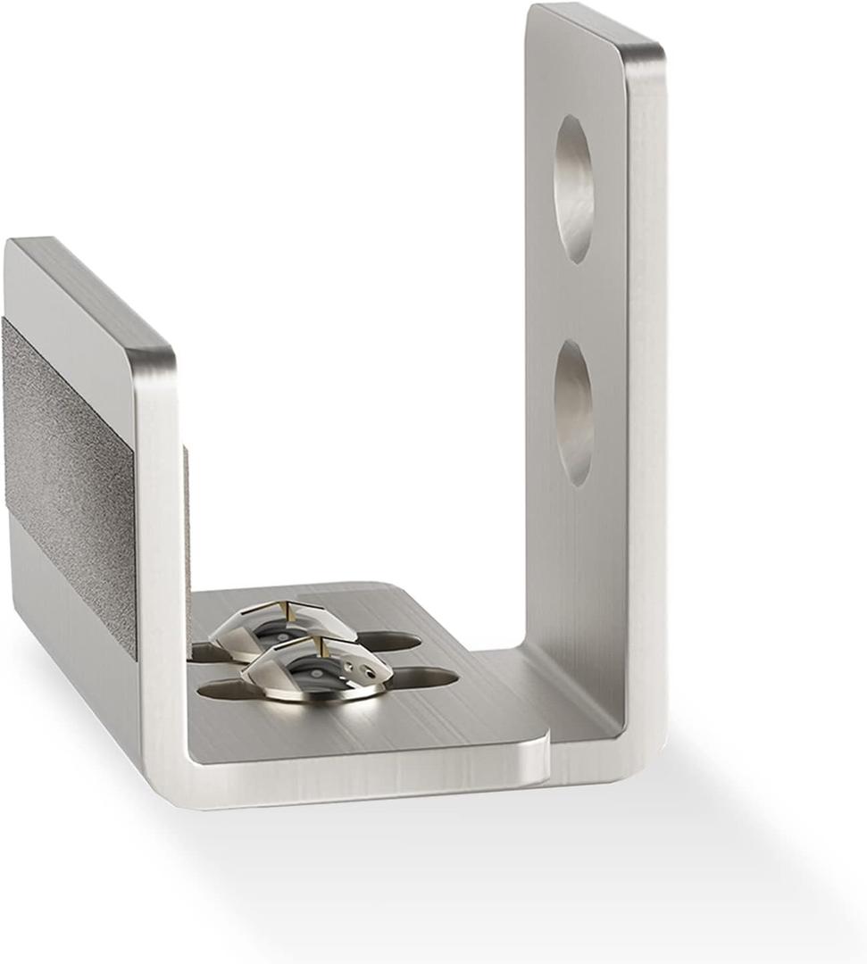 EaseLife Sliding Barn Door Bottom Floor Guide,U Shape,Flexible Adjustable Fit Distance,Flush Flat Bottom Design,Wall Mount System,for Door & Cabinet,Brushed Nickle (1 Piece, Nickel)