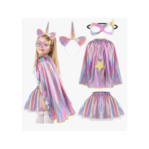 Princess Costumes for Girls Unicorn Costume Kids, Tutu Skirt, Unicorn Headband, Princess Cape, Eyemask - Girls Fancy Dress for Birthday, Halloween