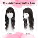 Hair Topper, Big Base 360 3D Hair Toppers for Women with Thinning Crown, 20 Inch Long Curly Wavy Hair Pieces with French Part Clip in Bangs for Daily Use Parties