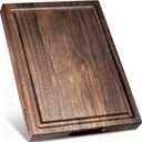 Empune Black Walnut Wood Cutting Boards for Kitchen Wooden Cutting Board with Handle, Chopping Board with Built-in Juice Groove & Well, Heavy-duty Charcuterie Board Butcher Block, 16.5x11.8x1.4 Inches