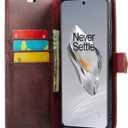 Asuwish Phone Case for OnePlus 12 5G Wallet Magnetic Detachable Cell Cover with Tempered Glass Screen Protector Flip Card Holder Slot One+ 1plus12 2024 Women Men Girls Purse Mobile Accessories Red