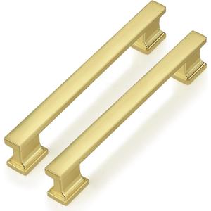 Probrico 5 Pack 5 Inch Brushed Gold Cabinet Pulls, Gold Kitchen Cabinet Handles for Elegant Upgrades, Durable Bathroom Hardware Set, Heavy-Duty Drawer Pulls for Dresser Hardware