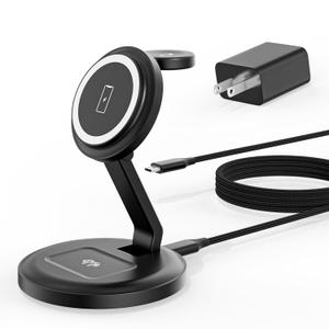 Charging Station for Apple Magsafe Wireless Charger iPhone Charging Station,15W 3 in 1 Foldable Apple Magnetic Wireless Charger for iPhone 17 Pro Max/16 Plus/16 ProMax/15/14/13,Apple Watch,AirPods Pro (Black)