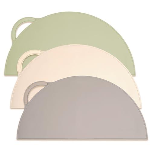 Upward Baby Silicone Suction Mat - Set of 3 Non Slip Silicone Mat - Baby Led Weaning - Kids Placemat for Dining Table High Chair - Toddler Feeding Supplies for Eating - Placemats for Restaurants