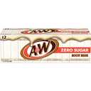 A&W Zero Sugar Root Beer Soda, 12 fl oz cans, 12 count