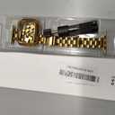 Slim Metal Band for Apple Watch Bands for Women 41mm 40mm 38mm Gold iWatch Bands with Protective Case, Stainless Steel Thin Dressy Fancy Strap for Apple Watch Band Series 9 8 SE 7 6 5 4 3-Gold