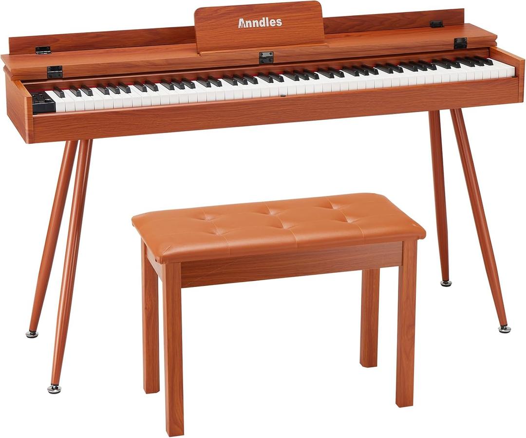 Electric Piano 88 Keys Digital Piano Weighted for Beginner Keyboard Piano Include Piano Bench Power Adapter Three Pedal Manual User (Wood Color)