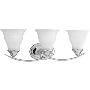 Progress Lighting 3-Light Etched Glass Traditional Bath Vanity Light, Trinity Collection, Indoor, P3192-15, Polished Chrome