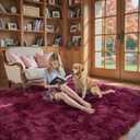 8x10 Area Rugs for Living Room Bedroom, Large Area Rug Shaggy Carpet Soft Plush Furry Bedside Rug, Rugs for Home Decor (Burgundy, 8 x 10)