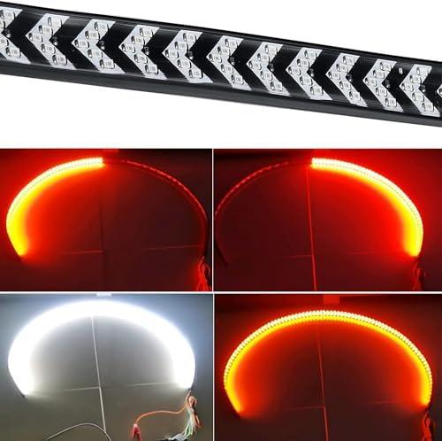 UWDESY 36inchs White Red LED Tailgate Light Bra for Truck,Red Brake Stop Running Scanning Turn Signal Light,White Reverse Fuctions Tail Light Strip for Car Pickup Golf Cart Trailer RV ATV UTV RZR