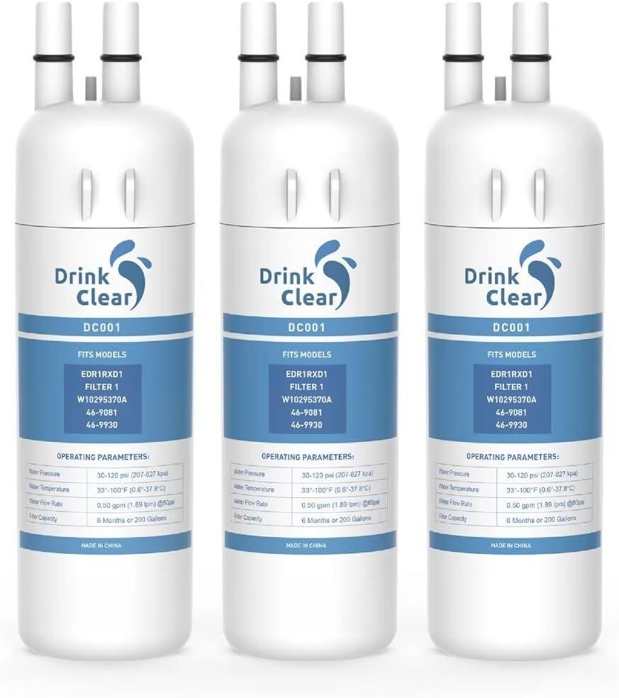 Replacement for Whirlpool EDR1RXD1, P8RFWB2L, W10295370A, Compatible with Kenmore 9081, WHR1RXD1, P4RFKB2, 46-9081, 46-9930 Refrigerator Water, PACK of 3