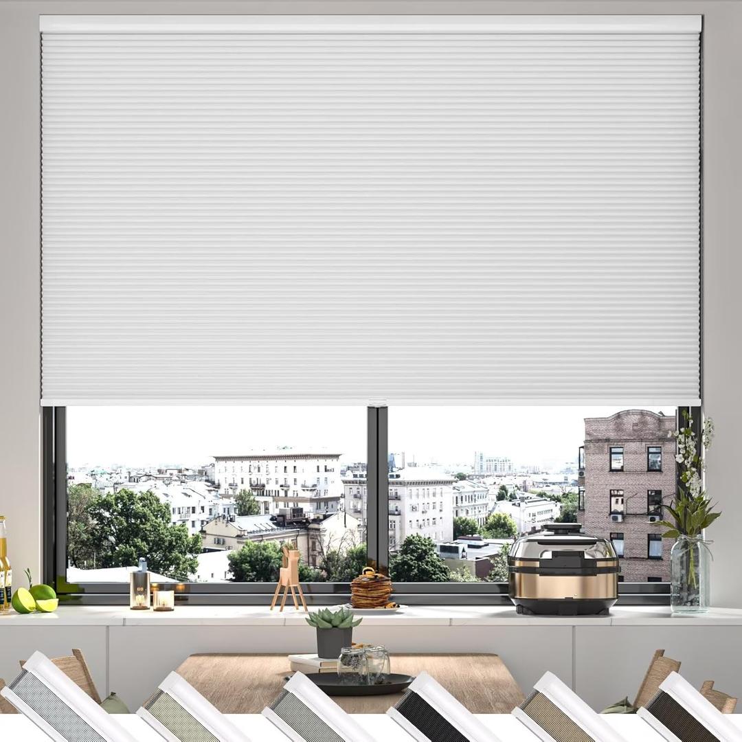 MYshade Cordless Cellular Window Shades No Tools No Drill Blackout Blinds for Indoor Windows Size 49" Wide X 72" Height White Room Darkening Window Blinds for Bedroom, Bathroom, Kitchen, Living Room