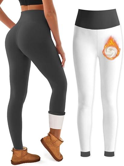 Bluemaple Fleece Lined Leggings Women High Waisted Tummy Control Thermal Warm Workout Hiking Yoga Pants for Cold Winter, Small