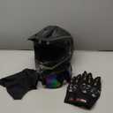 Adult Motocross Dirt Bike Helmet with Goggles, Gloves & Mask Dirt Bike ATV Helmet for Unisex-Adult Men Women Adjustable Sun Visor DOT/FMVSS-218 Off-Road Motorcycle Helmet UTV Helmet Downhill (Large, Matte Black-188)