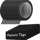 Fainne 12 Roll 1/8 Whiteboard Thin Tape with 54 Magnetic Dry Erase Label Name Plate Tag Magnetic Name Tag Pinstriping Tape for Back to School Office Supplies (Black)