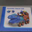 10 in 1 Dinosaur Truck Toys for Kids Toddlers Boys 3-5 4-8, Dino Carrier Truck with Foldable Track, Spray, Light & Sounds and 9 Dino Cars, Birthday Gifts for Kids Boys Girls 3 4 5 6 7 8 Year Old