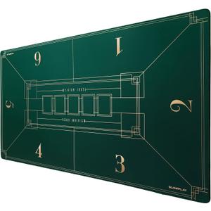 SLOWPLAY Nash 47 x 27 Inch Texas Hold'em Poker Mat | Portable Poker Table Top with Art Deco Layout Print, Smooth Premium Surface, Noise Reduction| Lightweight for Games Everywhere (Green)